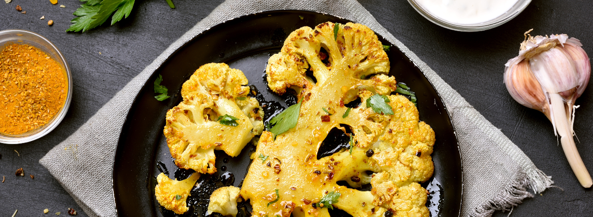 Plant Forward Meals Header image of cooked cauliflower