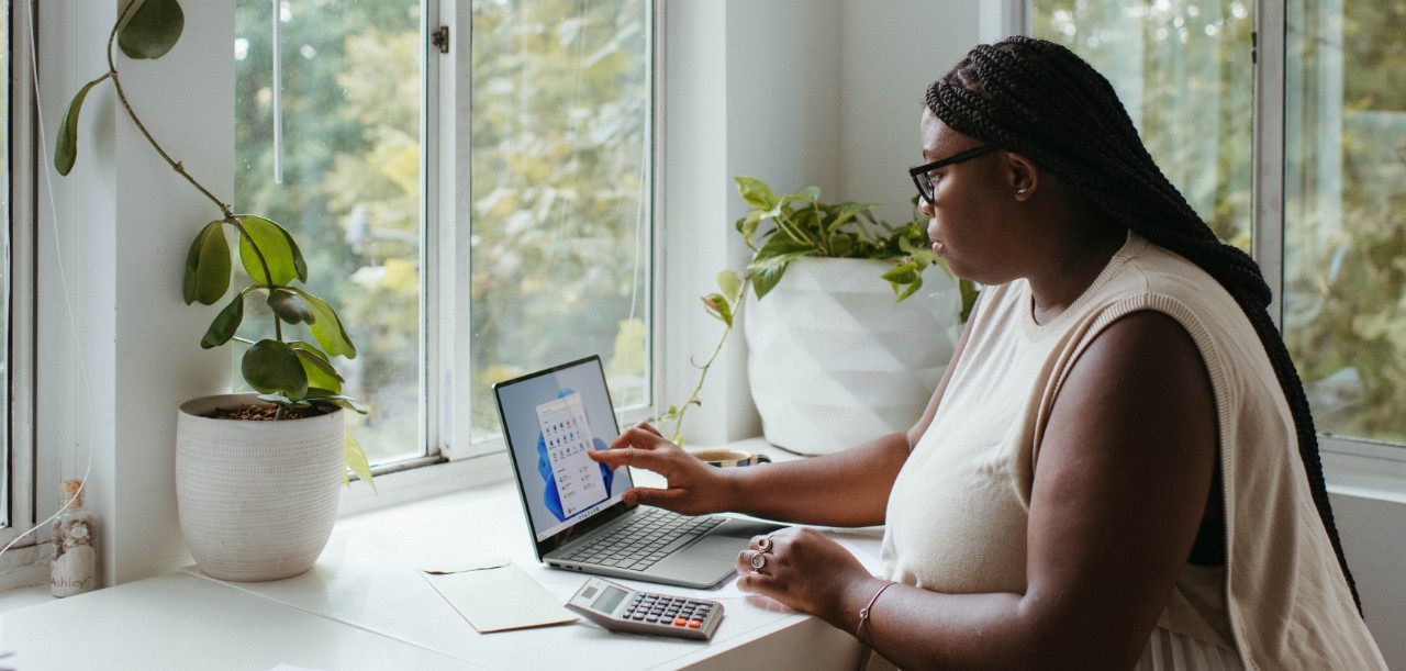 Women working from home on laptop