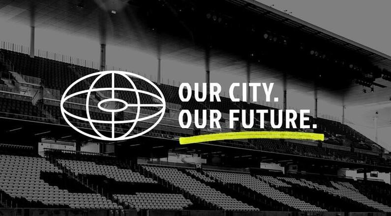 Our city, our future logo of operating a zero-waste stadium in St. Louis